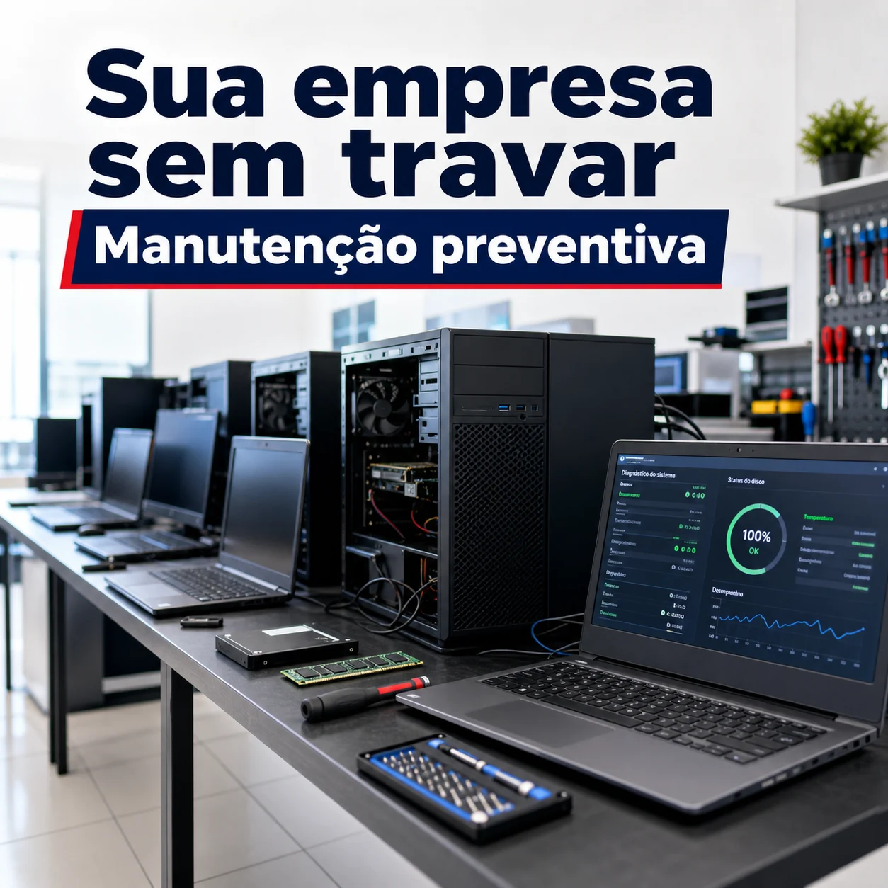 Computadores empresariais em operação